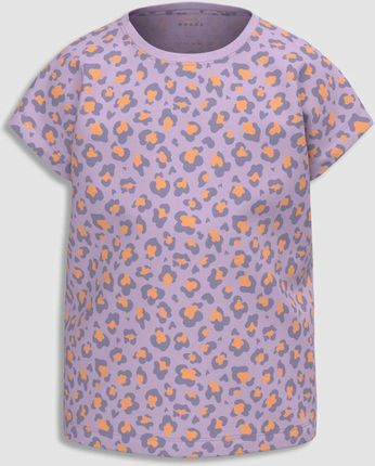 T-shirt z krótkim rękawem fioletowy w panterkę