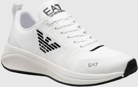 Ea7 Emporio Armani Białe Sneakersy Z Czarną Podeszwą