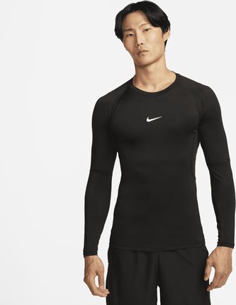 Nike Męska Przylegająca Koszulka Z Długim Rękawem Do Fitnessu Dri Fit Pro Czerń