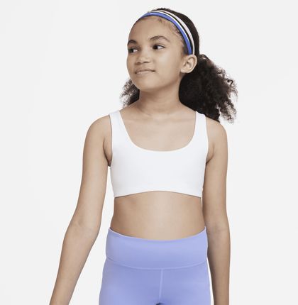 Nike Stanik Sportowy Dla Dużych Dzieci Dziewcząt Dri Fit Alate All U Biel
