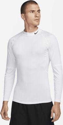 Nike Męska Koszulka Z Długim Rękawem I Półgolfem Do Fitnessu Dri Fit Pro Biel