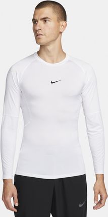 Nike Męska Przylegająca Koszulka Z Długim Rękawem Do Fitnessu Dri Fit Pro Biel