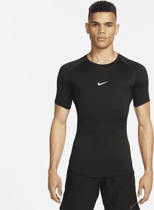 Nike Męska Przylegająca Koszulka Z Krótkim Rękawem Do Fitnessu Dri Fit Pro Czerń