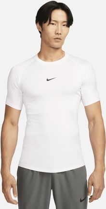 Nike Męska Przylegająca Koszulka Z Krótkim Rękawem Do Fitnessu Dri Fit Pro Biel