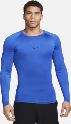 Nike Męska Przylegająca Koszulka Z Długim Rękawem Do Fitnessu Dri Fit Pro Niebieski