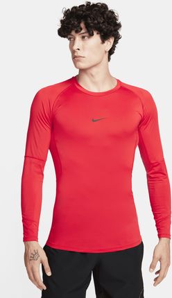 Nike Męska Przylegająca Koszulka Z Długim Rękawem Do Fitnessu Dri Fit Pro Czerwony