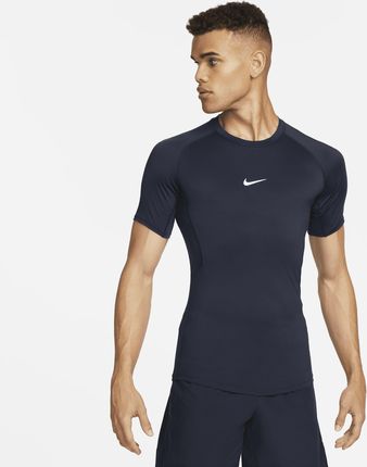 Nike Męska Przylegająca Koszulka Z Krótkim Rękawem Do Fitnessu Dri Fit Pro Niebieski