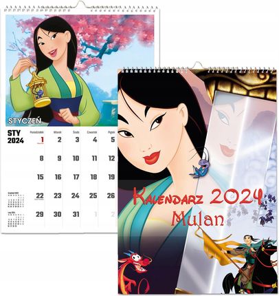 Kalendarz Ścienny Na Rok 2024 Mulan Bajka Baśń Wieloplanszowy A3