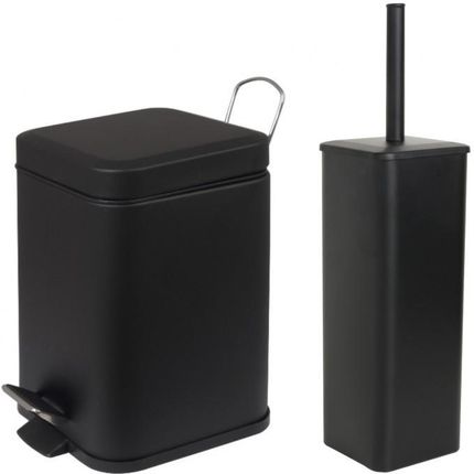 Zestaw łazienkowy czarny 2-elementy - kosz na śmieci i szczotka do WC - Yoka