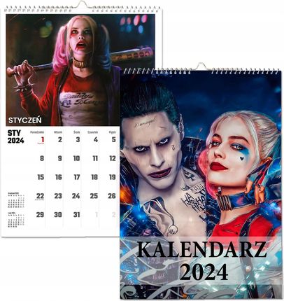 Kalendarz Ścienny Na Rok 2024 Harley Quinn Wieloplanszowy A4