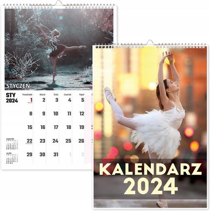 Kalendarz Ścienny Na Rok 2024 Balet Baletnica A4