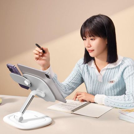 Baseus Regulowany Stojak Podstawka Na Tablet I Telefon Seashell Series Biały - zdjęcie 6