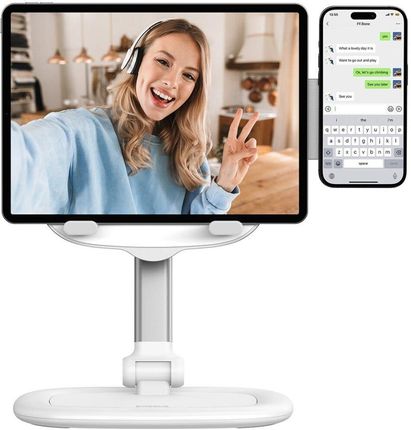 Baseus Regulowany Stojak Podstawka Na Tablet I Telefon Seashell Series Biały - zdjęcie 3