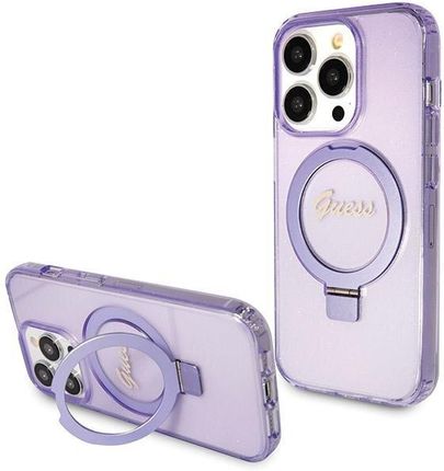 Guess Guhmp13Lhrsgsu Iphone 13 Pro 6 1" Fioletowy Purple Hardcase Ring Stand Script Glitter Magsafe