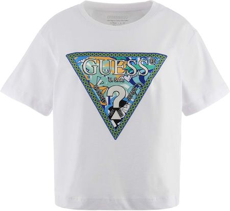Damska Koszulka z krótkim rękawem Guess SS CN Comic Triangle Tee W4Ri78I3Z14-G011 – Biały