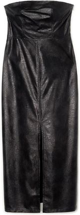 Cropp - Czarna sukienka midi z imitacji skóry - Szary