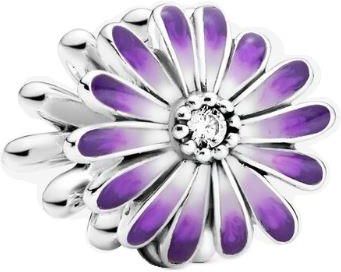 Srebrny charms Fioletowa stokrotka kwiat s925