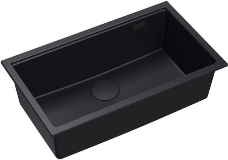 Quadron Unique Zlewozmywak granitowy jednokomorowy wpuszczany 76*45*23,5 cm LOGAN 110 PURE CARBON z syfonem save space w kolorze czarnym