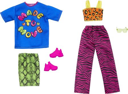 Barbie Ubranka + akcesoria 2-pak Top i spodnie + T-shirt i spódniczka GWC32 HJT36