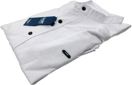 Ładna modna męska biała dżinsowa koszula ze stójką z długim rękawem GreGo1 slim fit
