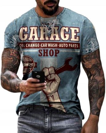 Koszulka Męska T-shirt 3D Vintage Garage 3XL