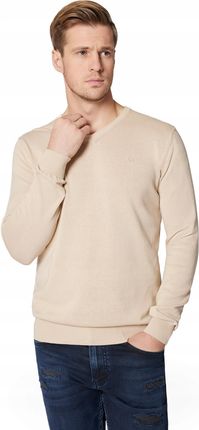 Sweter Męski Beżowy Bawełniany w Serek Lenny Lancerto XL