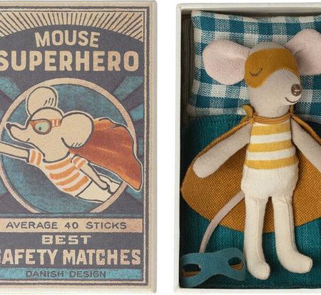 Maileg Myszka Super Hero Mouse Little Brother In Matchbox
