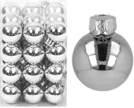 Alfa Bombki Choinkowe Plastikowe Ozdoby Świąteczne 2.5Cm 36Szt Srebrny