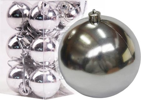 Alfa Bombki Choinkowe Plastikowe Ozdoby Świąteczne 8Cm 12Szt Srebrny