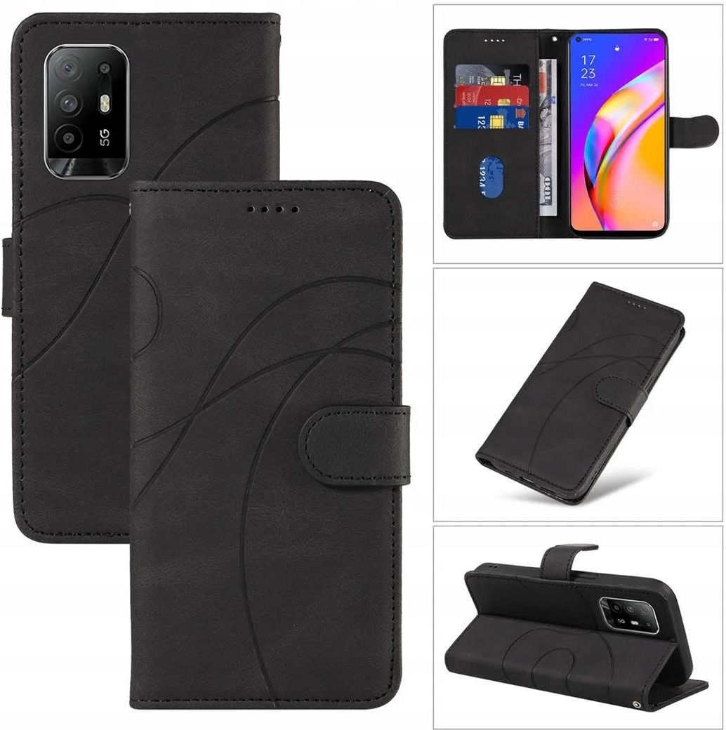 Asuwish Portafoglio Custodia Per OPPO A94 5G/A95 5G/Reno 5Z/F19 Pro+ Con Vetro Temperato E Cinturino