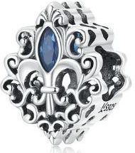 Ażurowy charms vintage granatowy kryształ srebro 925