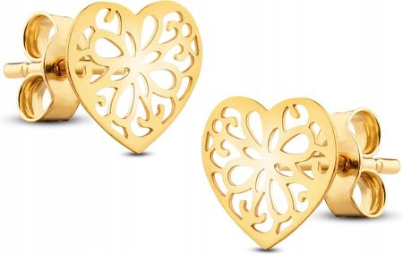 Goldmark Piękne Złote Ażurowe Kolczyki 585 Serce