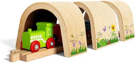 Bigjigs Toys Drewniany Tunel Kolejowy Zakręcony Dodatek Do Kolejki Bjt604