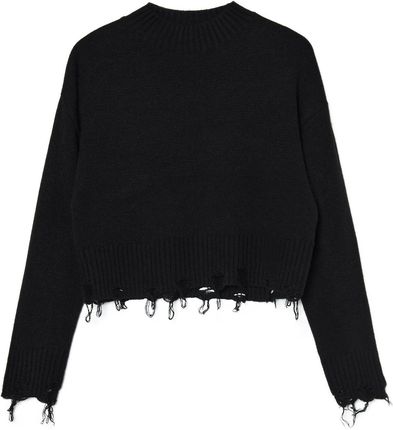 Cropp - Czarny sweter z postrzępieniami - Czarny
