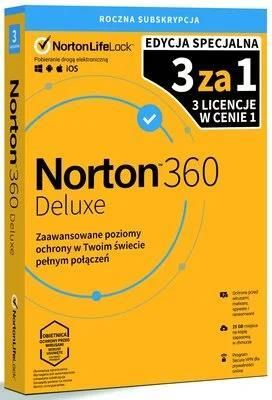 Norton Antywirus 360 Deluxe 25GB 3 Urządzenia 1 Rok Kod aktywacyjny (21406029)