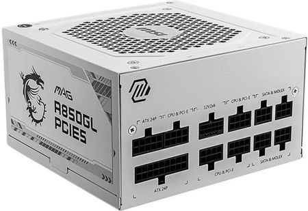 Msi Mag A850Gl Pcie5 White Power Supply 850W 850 Wat 120 Mm 80 Plus 80+ Gold (3067ZP8A24CE0)