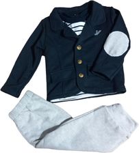 Zdjęcie BAWEŁNIANY KOMPLET CHŁOPIĘCY MARYNARKA + BLUZKA + SPODNIE 24M 86CM OHM&EMMY - Września