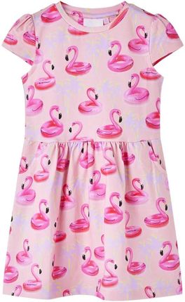 Sukienka dziecięca, w dmuchane flamingi, jasnoróżowa, 92