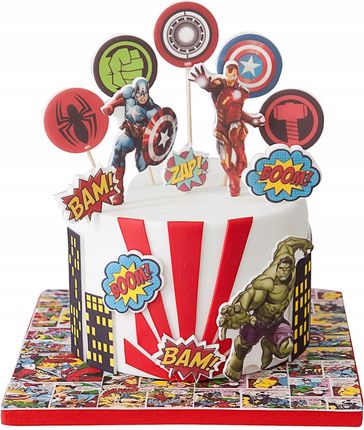 Słodka Fanaberia Zestaw Dekoracje Na Tort Avengers Marvel 13 El 2D