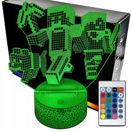 Lampka Nocna Minecraft Steve Alex I Pies 3D Led