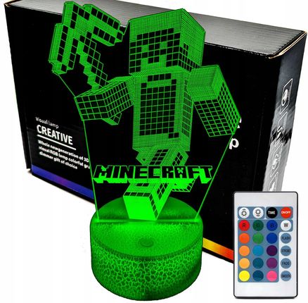 Lampka Nocna Minecraft Steve Logo 3D