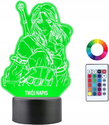 Lampka Nocna Cirilla Ciri Wiedźmin Twój Napis Imię Grawer 3D Led