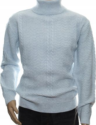 Ciepły klasyczny sweter męski golf z wełny wełniany miły niegryzący XL