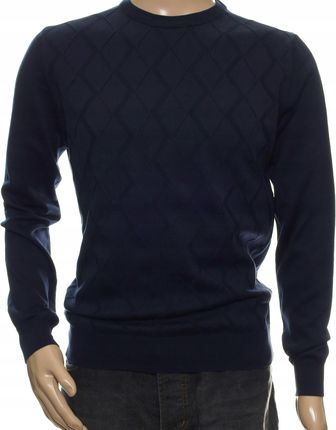 STROKERS klasyczny sweter męski granatowy pod szyję z bawełny XXXL 3XL