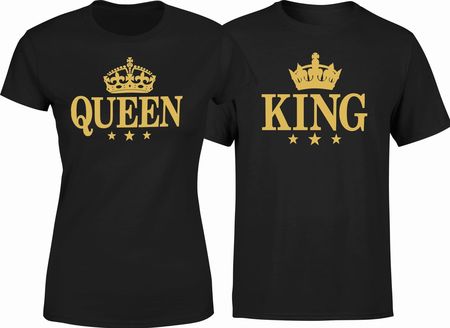 King/queen koszulki dla par prezenty na slub dla pary młodej wesele walentynki złote korony