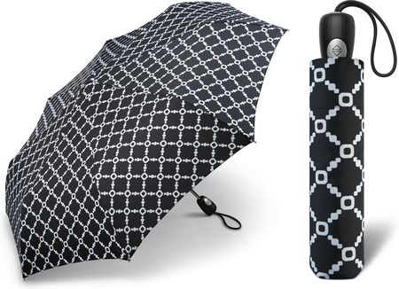 Automatyczna parasolka damska Pierre Cardin czarna we wzory
