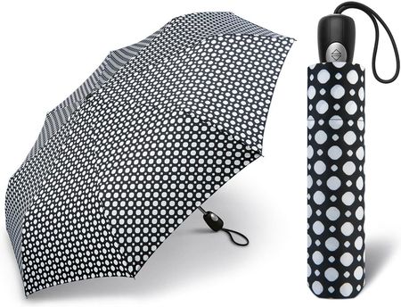 Automatyczna parasolka damska Pierre Cardin czarna w grochy