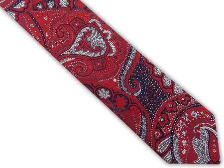 Czerwony krawat męski w paisley D335