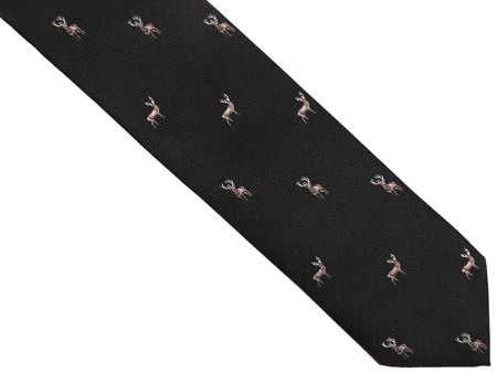Czarny krawat męski w jelenie D350
