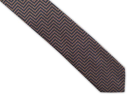 Granatowo-brązowy krawat we wzór - zygzag  D351